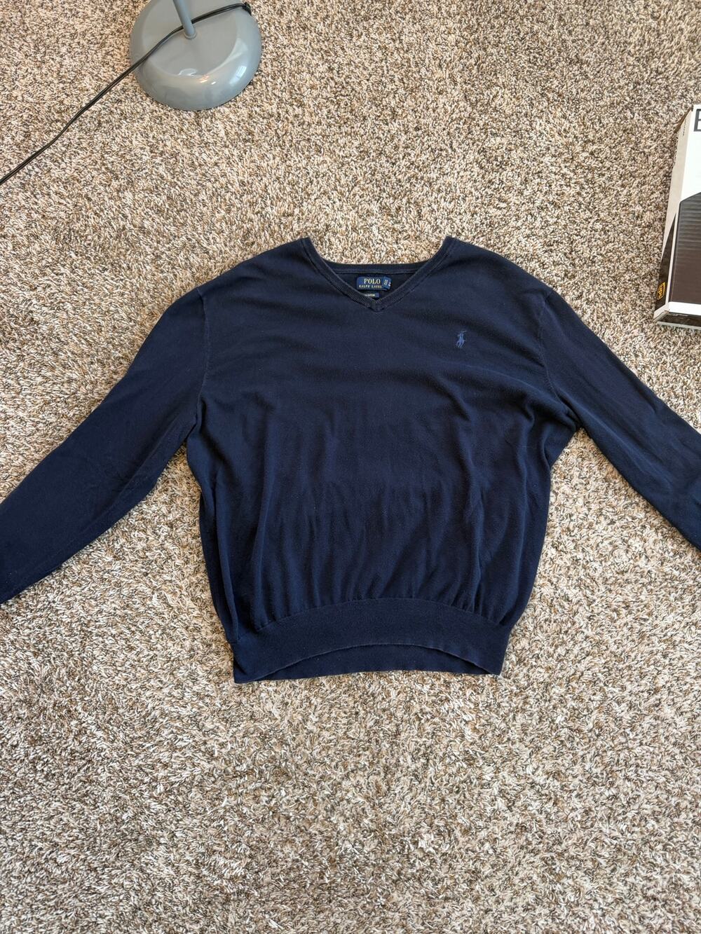 Polo Ralph Lauren 100% Pima Cotton Vneck Sweater Men XXL Blue / Navy